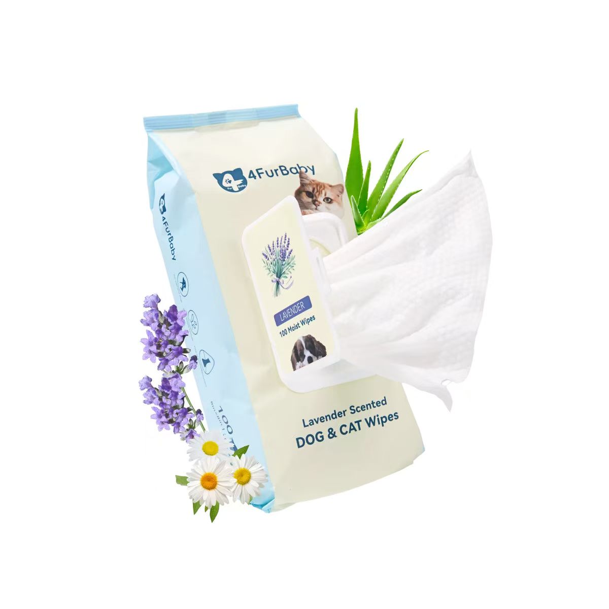 4FurBaby Plant-Based Hypoallergenic Dog Cat Grooming Wipes 400 Count