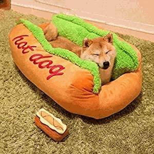 Hot Dog Shaped Pet Bed Soft Cozy Funny Dog Cushion