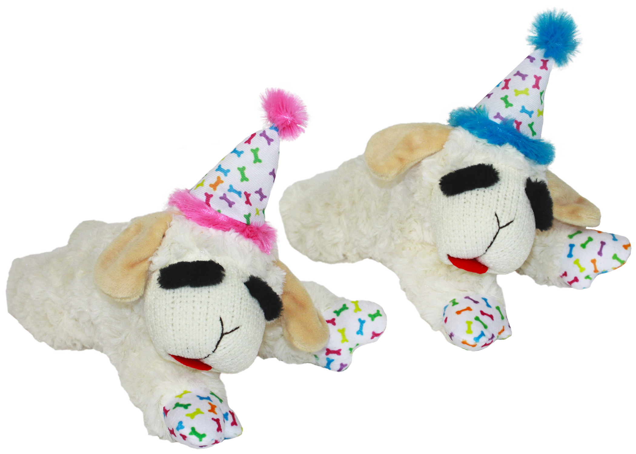 Multipet Lamb Chop Birthday Hat Plush Squeaker Dog Toy 6"