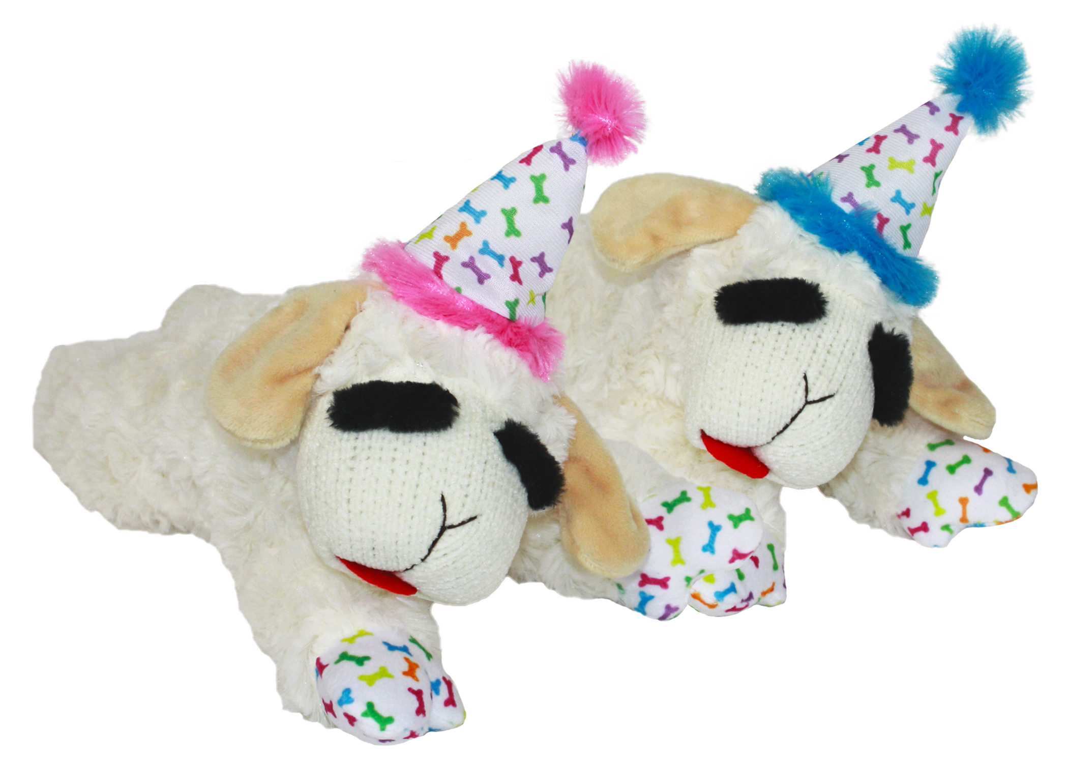 Multipet Lamb Chop Birthday Hat Plush Squeaker Dog Toy 6"