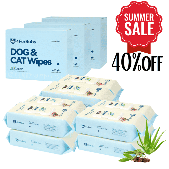 4FurBaby Plant-Based Hypoallergenic Dog Cat Grooming Wipes 400 Count