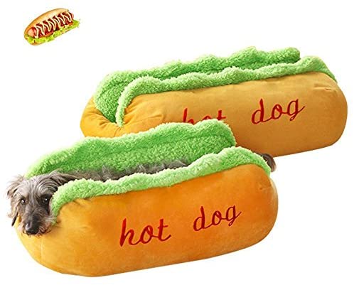 Hot Dog Shaped Pet Bed Soft Cozy Funny Dog Cushion