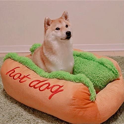 Hot Dog Shaped Pet Bed Soft Cozy Funny Dog Cushion
