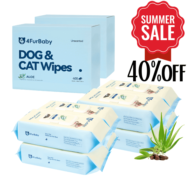 4FurBaby Plant-Based Hypoallergenic Dog Cat Grooming Wipes 400 Count