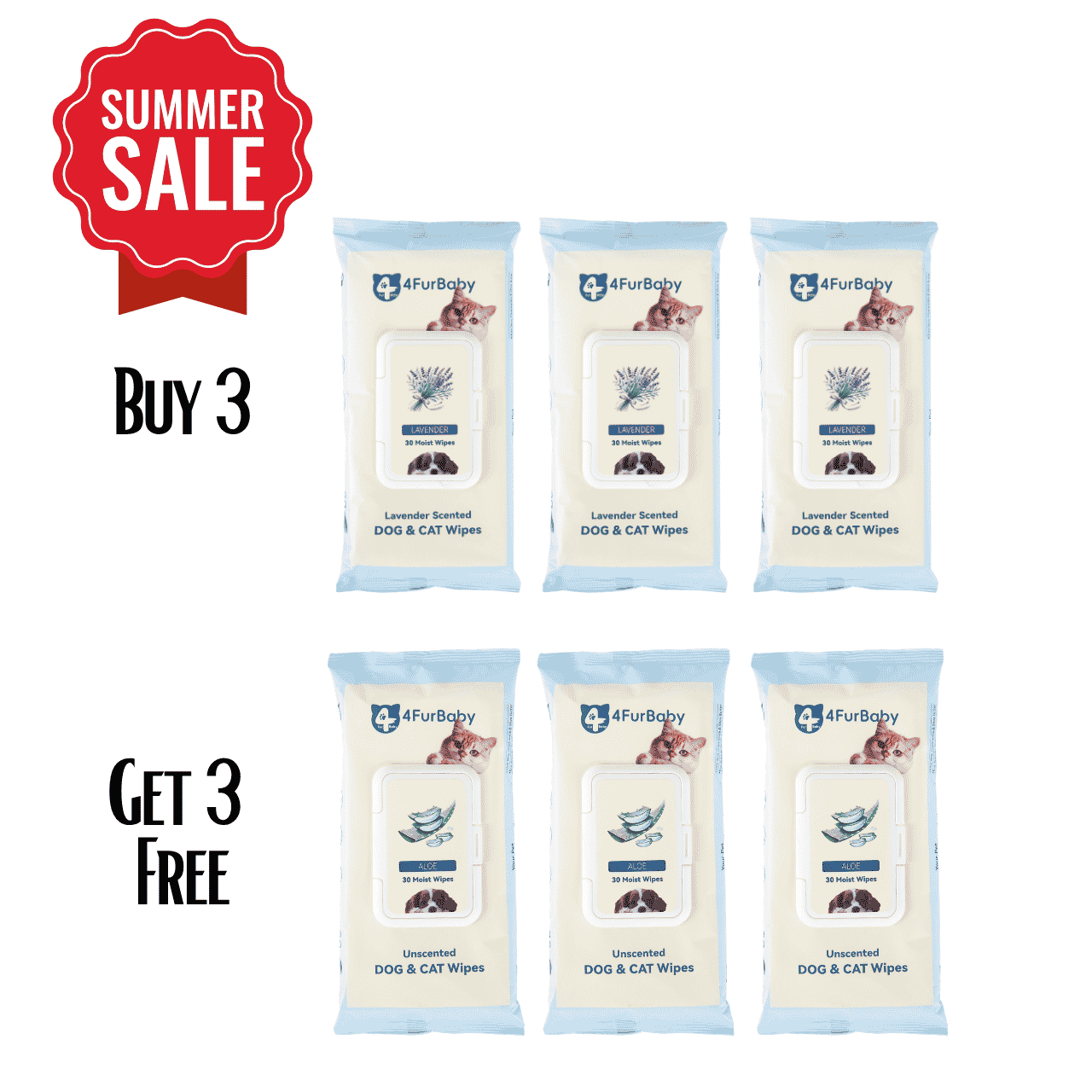 4FurBaby Plant-Based Hypoallergenic Dog Cat Grooming Wipes 400 Count