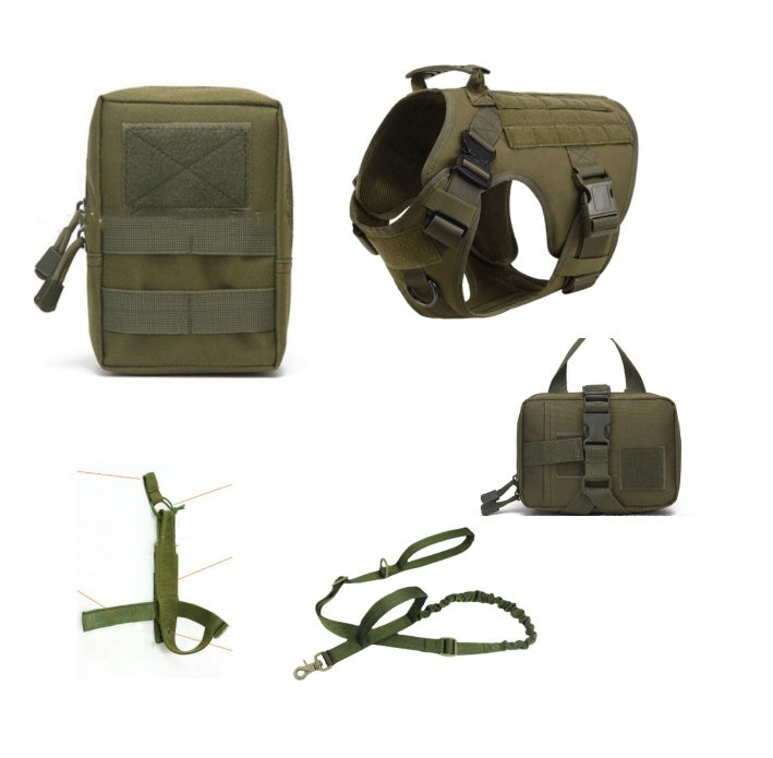 Tactical K9 Dog Harness & Leash Set – Adjustable Training Vest for All Breeds