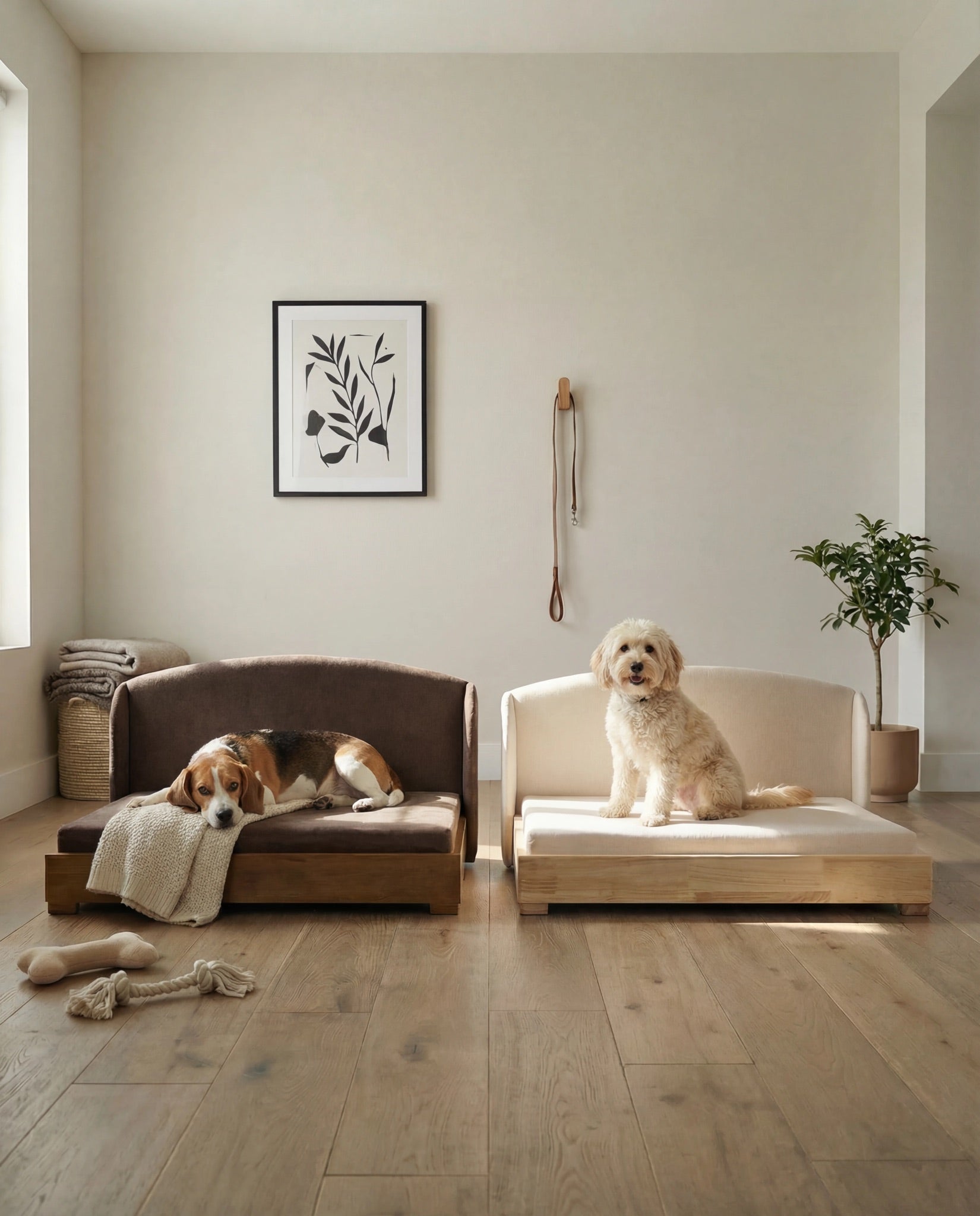 Luxury Handcrafted Solid Wood Orthopedic Waterproof Dog Bed Haven