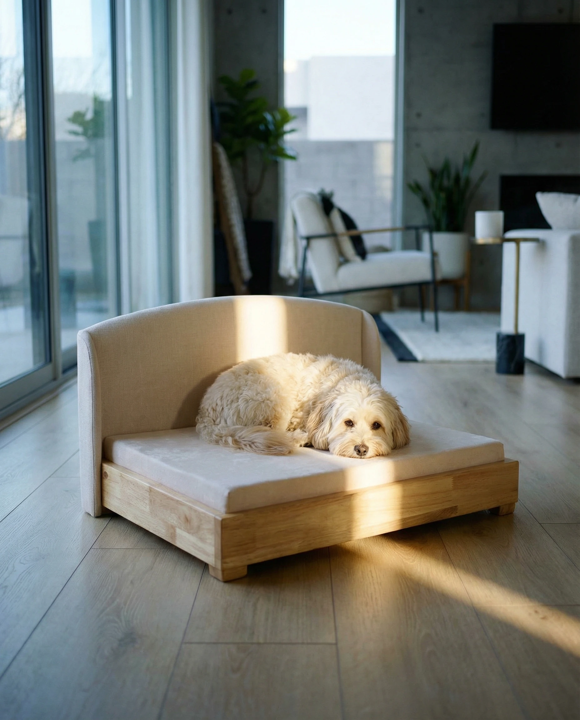 Luxury Handcrafted Solid Wood Orthopedic Waterproof Dog Bed Haven