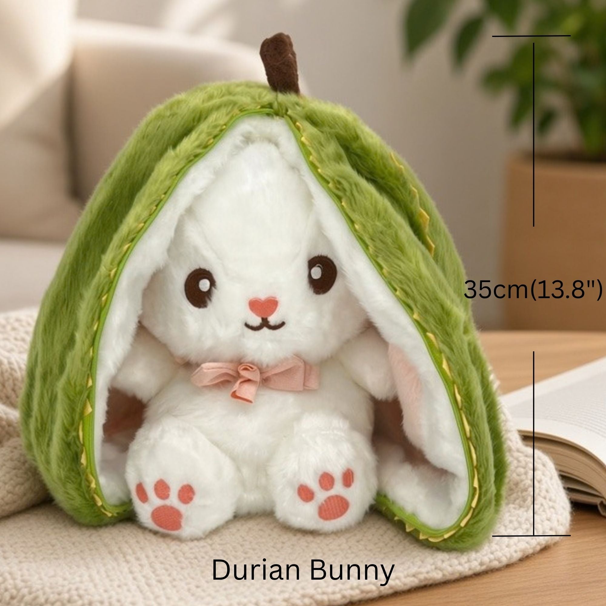 Reversible Strawberry Bunny Plush Toy Transforming Hide and Seek