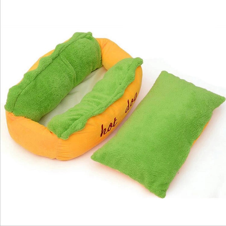 Hot Dog Shaped Pet Bed Soft Cozy Funny Dog Cushion