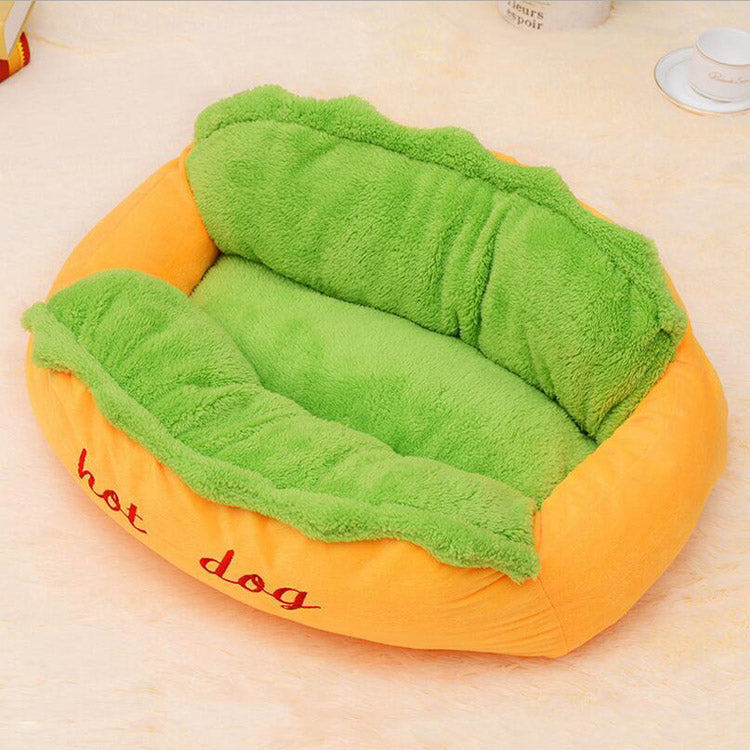 Hot Dog Shaped Pet Bed Soft Cozy Funny Dog Cushion