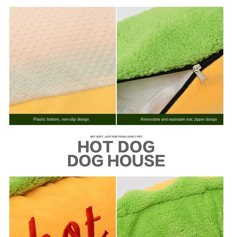 Hot Dog Shaped Pet Bed Soft Cozy Funny Dog Cushion