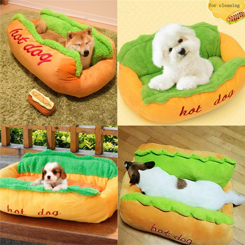 Hot Dog Shaped Pet Bed Soft Cozy Funny Dog Cushion