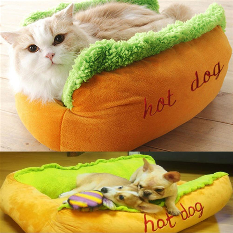 Hot Dog Shaped Pet Bed Soft Cozy Funny Dog Cushion