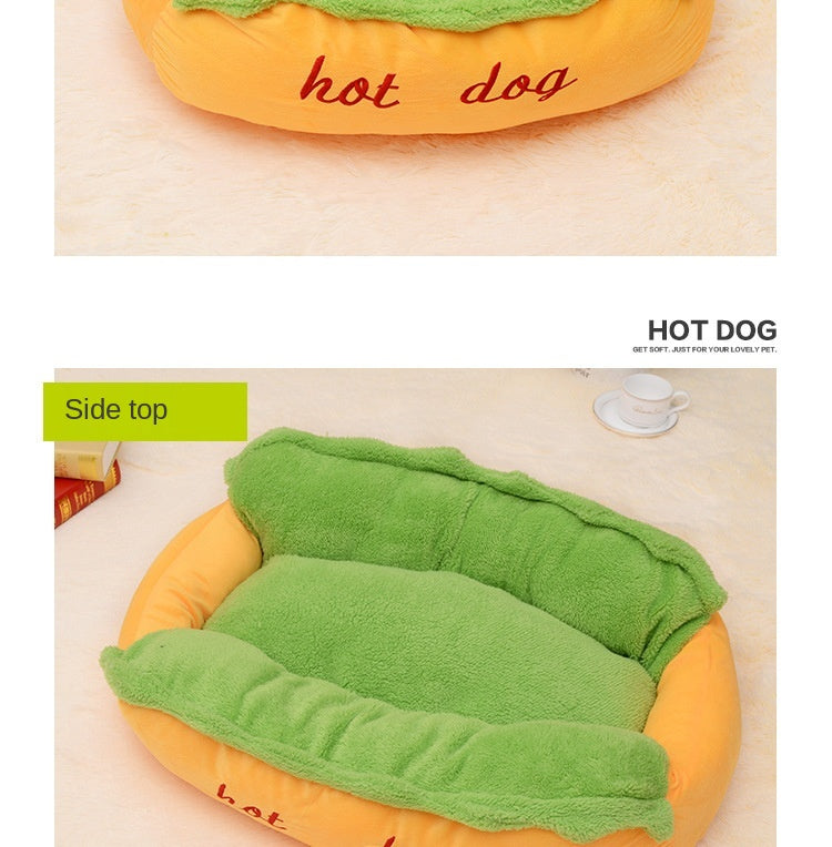 Hot Dog Shaped Pet Bed Soft Cozy Funny Dog Cushion
