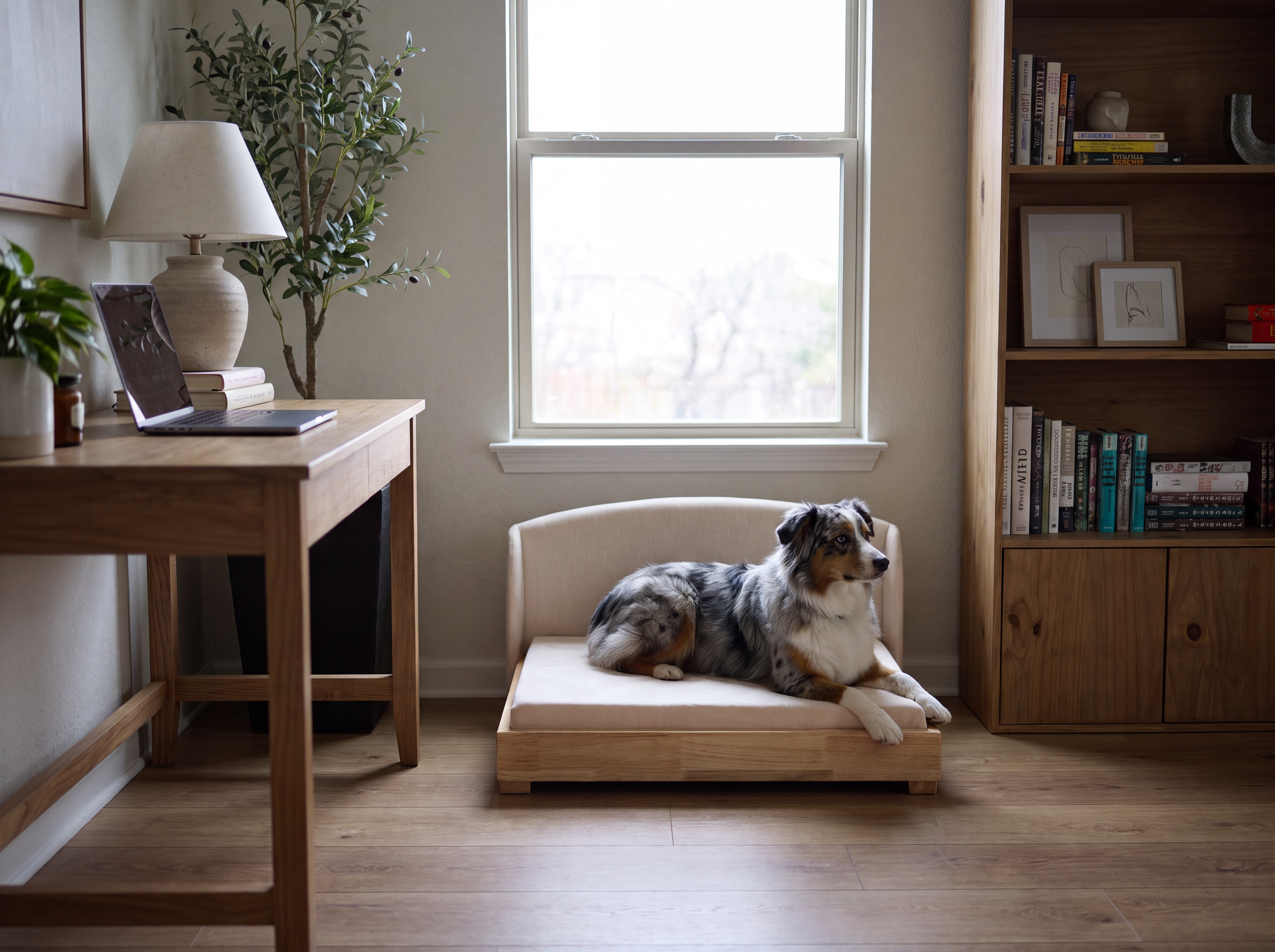 Luxury Handcrafted Solid Wood Orthopedic Waterproof Dog Bed Haven