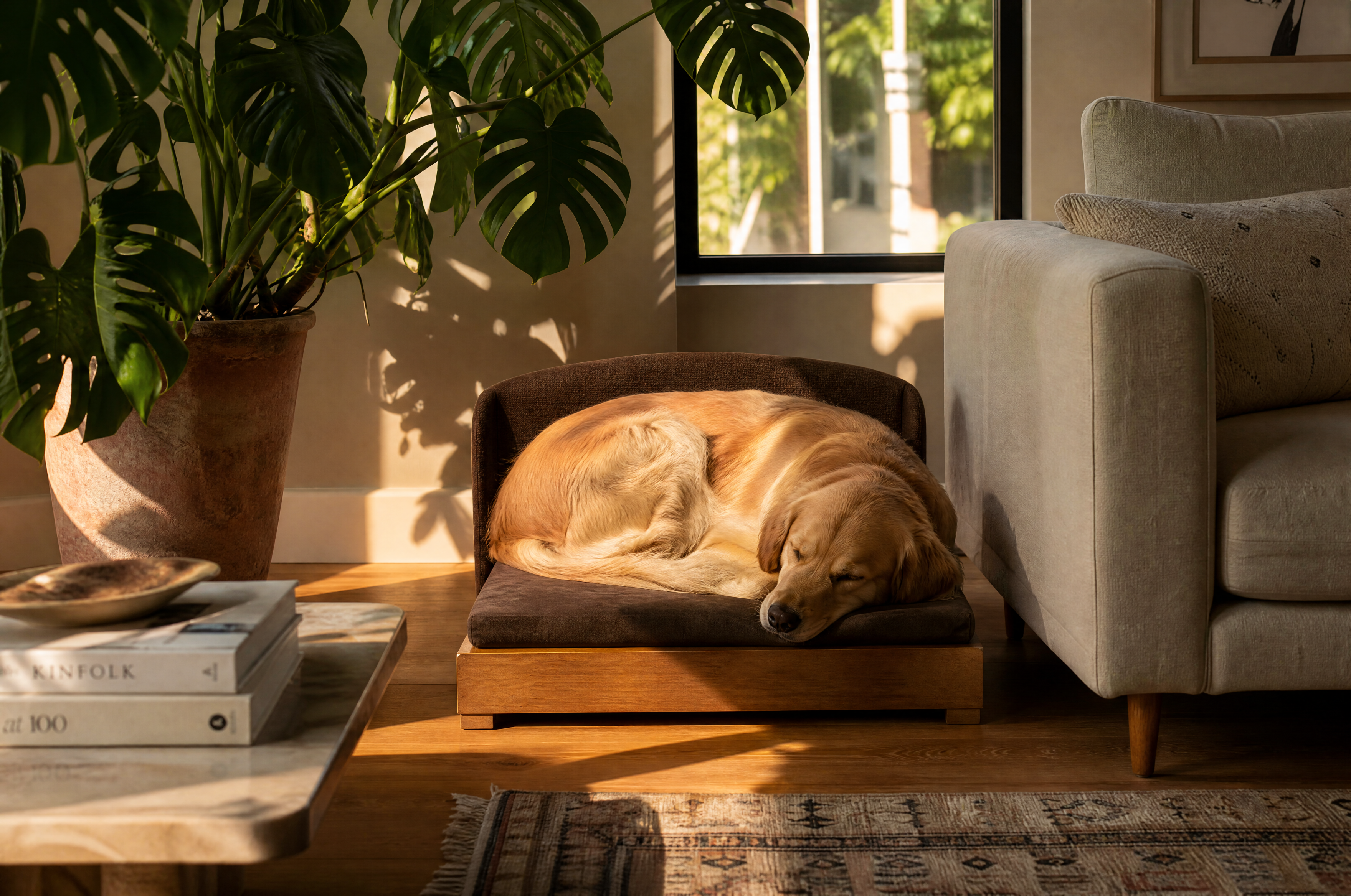 Luxury Handcrafted Solid Wood Orthopedic Waterproof Dog Bed Haven