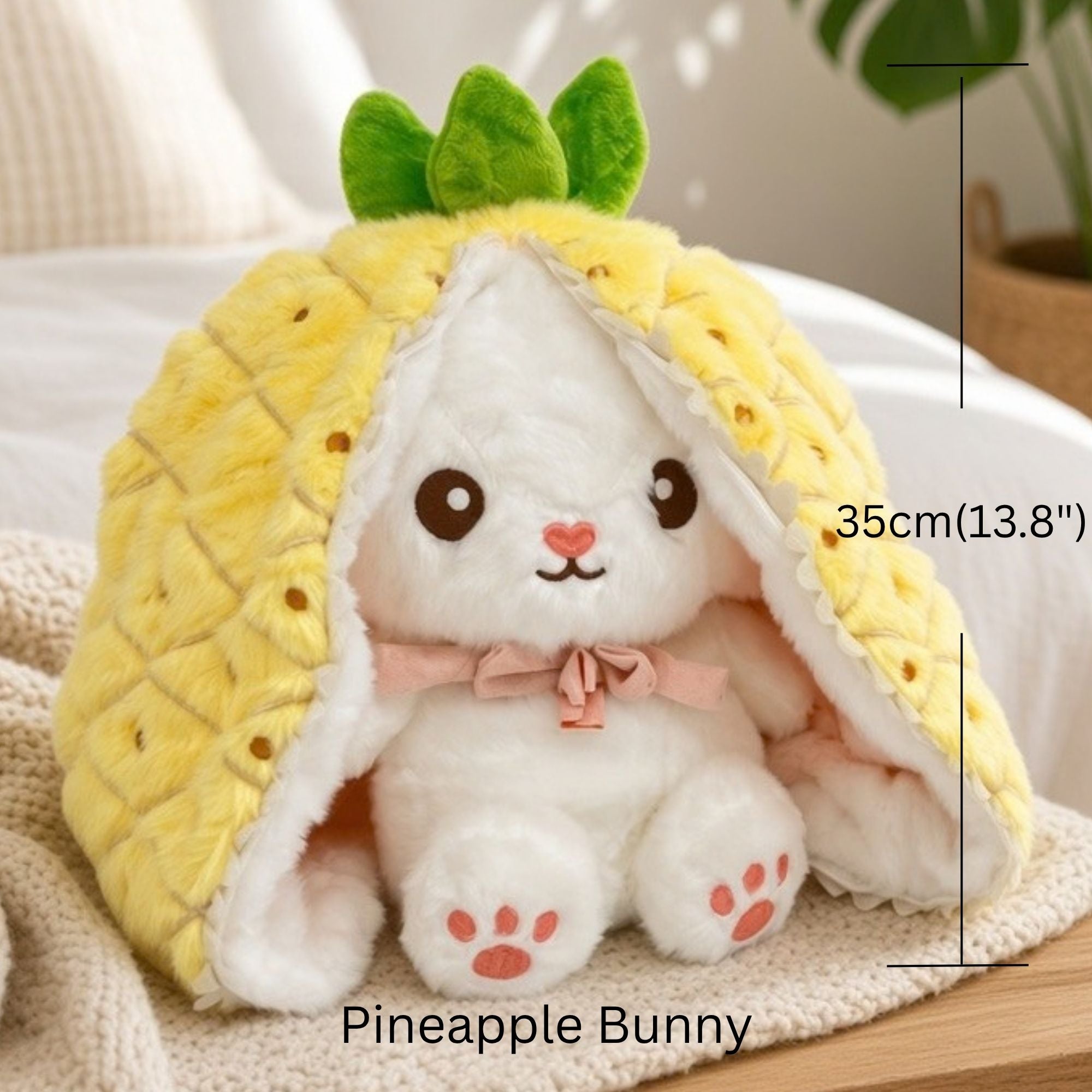Reversible Strawberry Bunny Plush Toy Transforming Hide and Seek