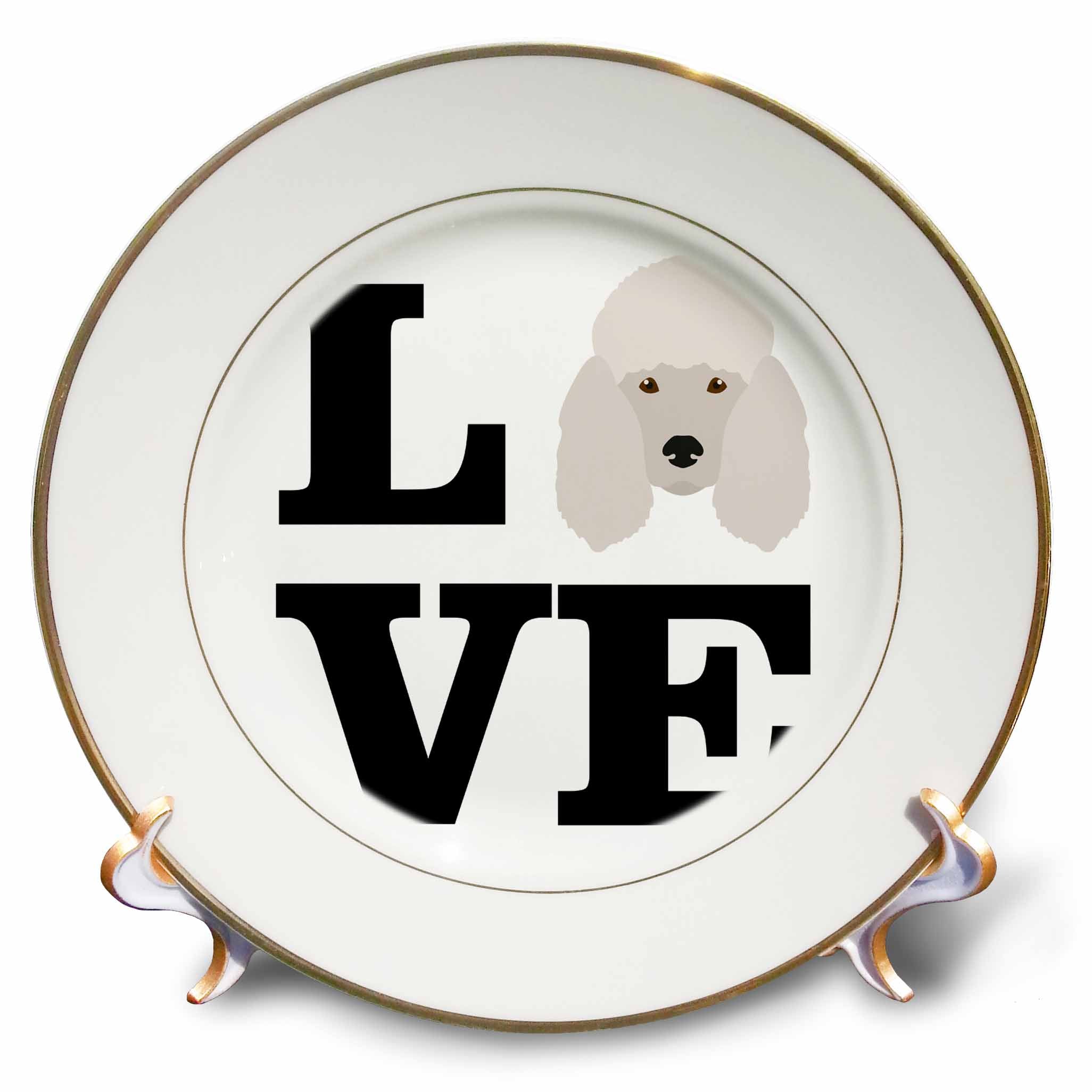 3dRose Carsten Reisinger - Illustrations - I Love My Poodle Dog Design Canine Lover - Plates