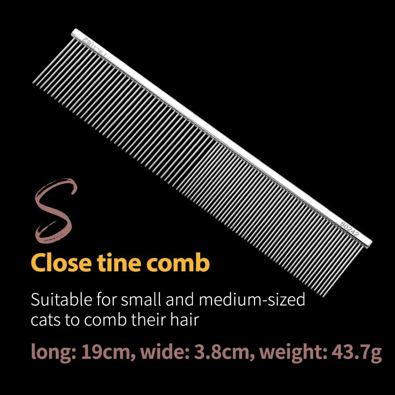 Fenice Professional Anti-Corrosion Grooming Comb For Dogs Cats Tapered Stainless Steel Pins Pet Grooming Supplies