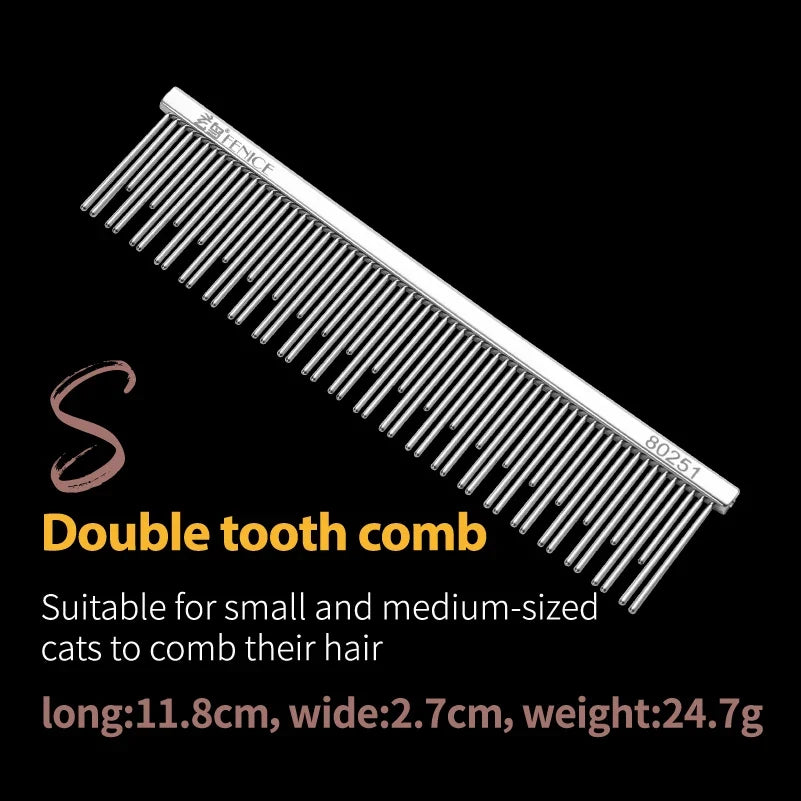Fenice Professional Anti-Corrosion Grooming Comb For Dogs Cats Tapered Stainless Steel Pins Pet Grooming Supplies