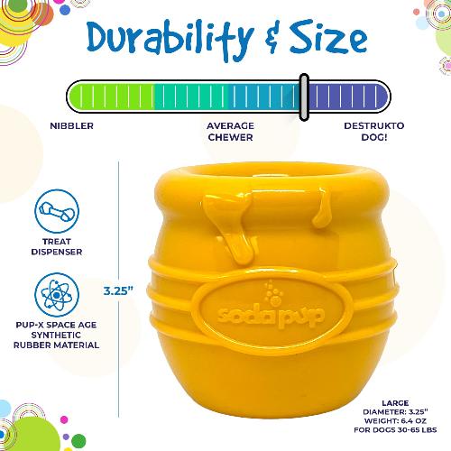 Honey Pot Dog Treat Dispenser Durable Rubber Enrichment Toy