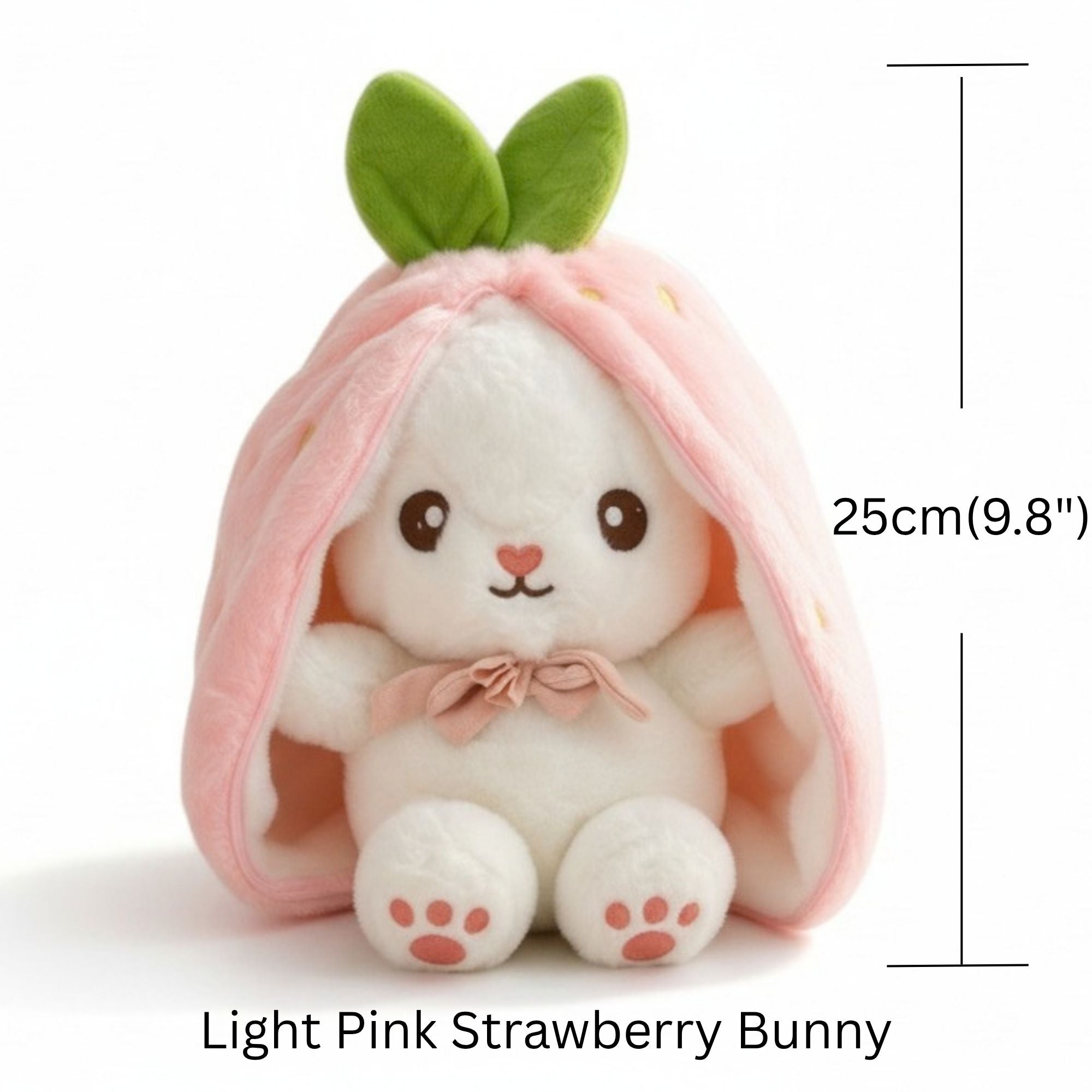 Reversible Strawberry Bunny Plush Toy Transforming Hide and Seek