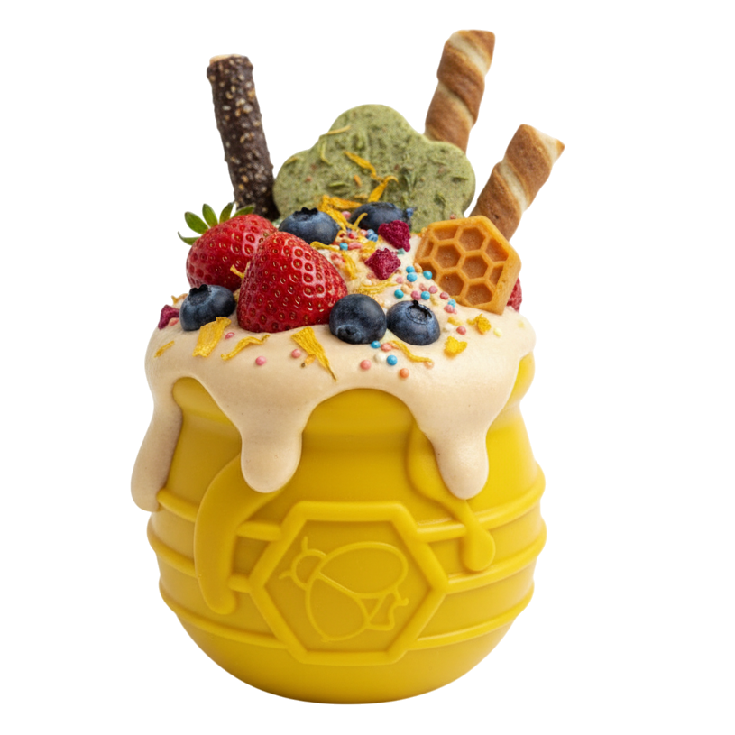 Honey Pot Dog Treat Dispenser Durable Rubber Enrichment Toy