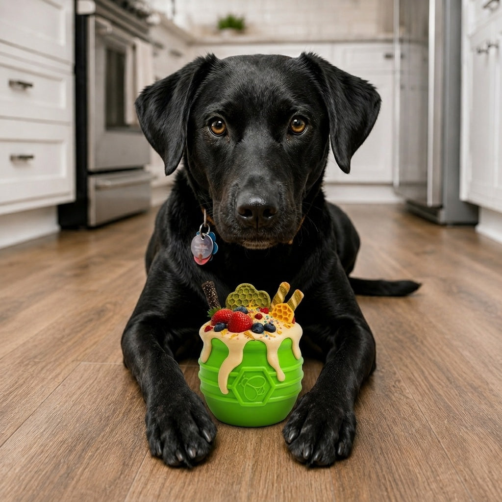Honey Pot Dog Treat Dispenser Durable Rubber Enrichment Toy