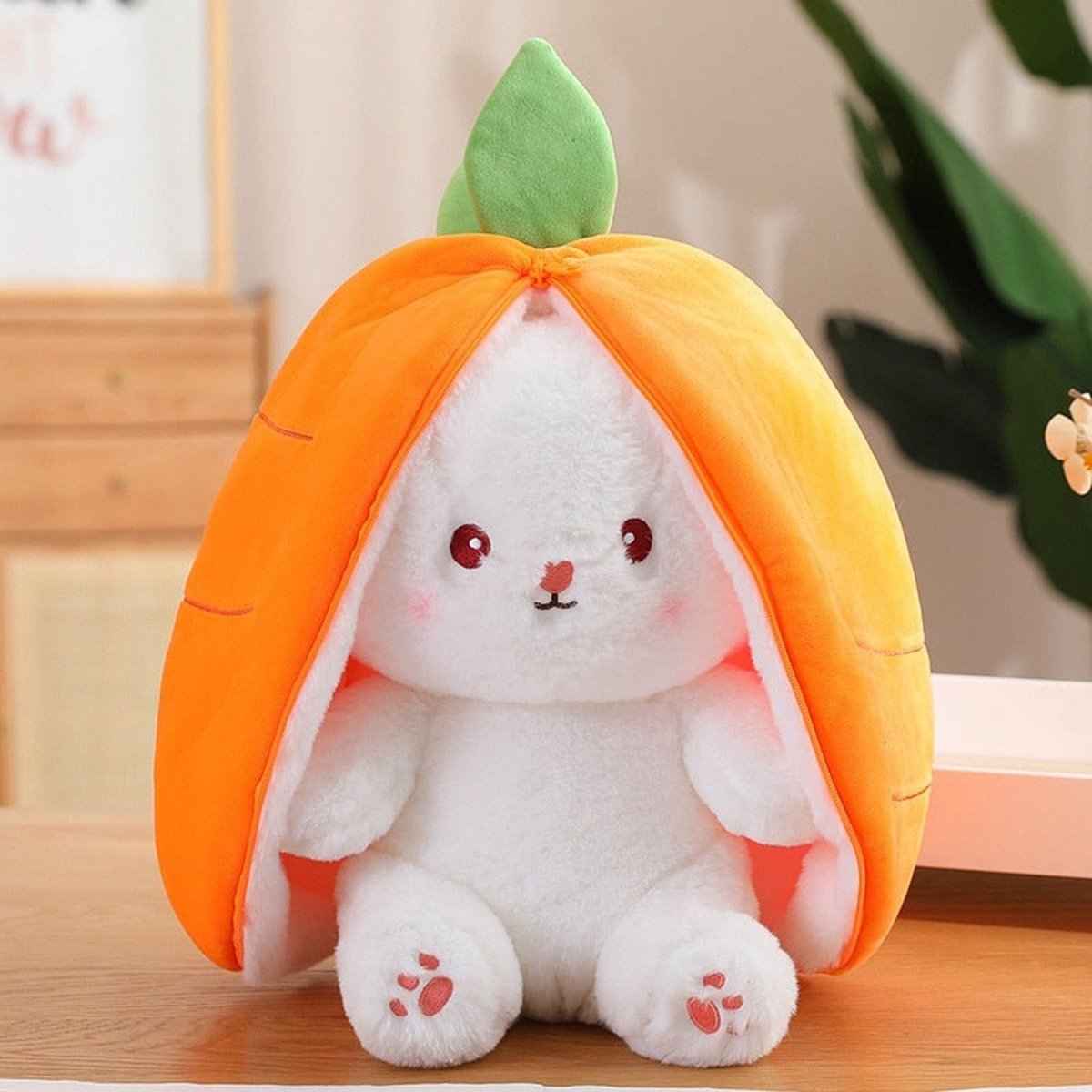 Reversible Strawberry Bunny Plush Toy Transforming Hide and Seek