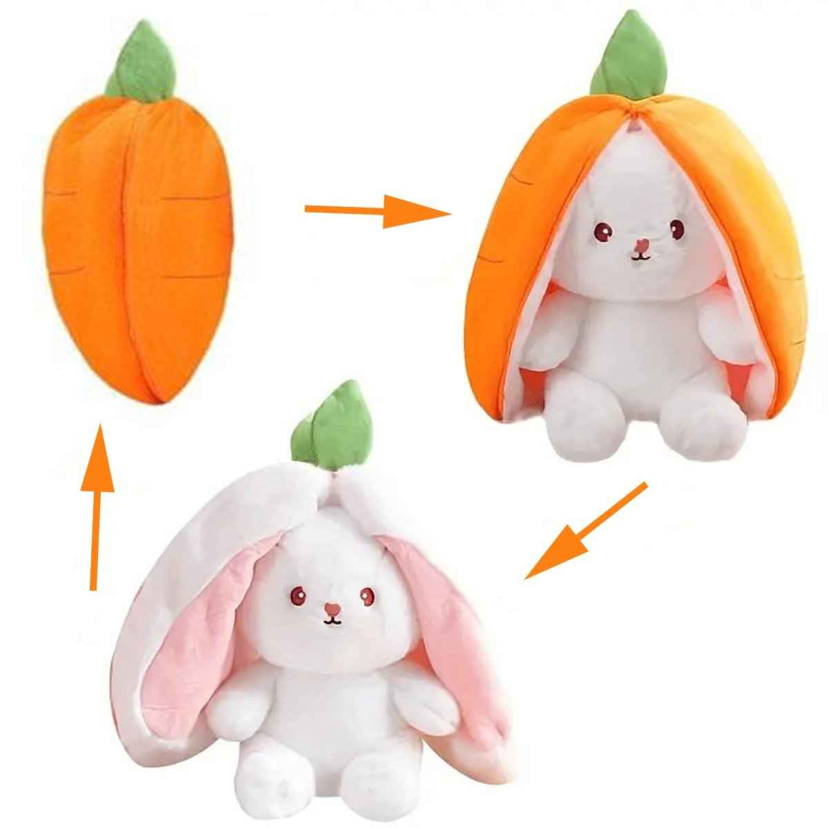 Reversible Strawberry Bunny Plush Toy Transforming Hide and Seek