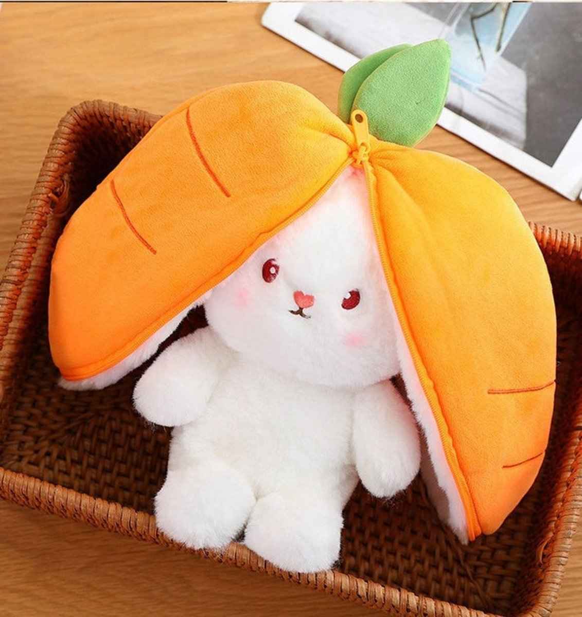 Reversible Strawberry Bunny Plush Toy Transforming Hide and Seek