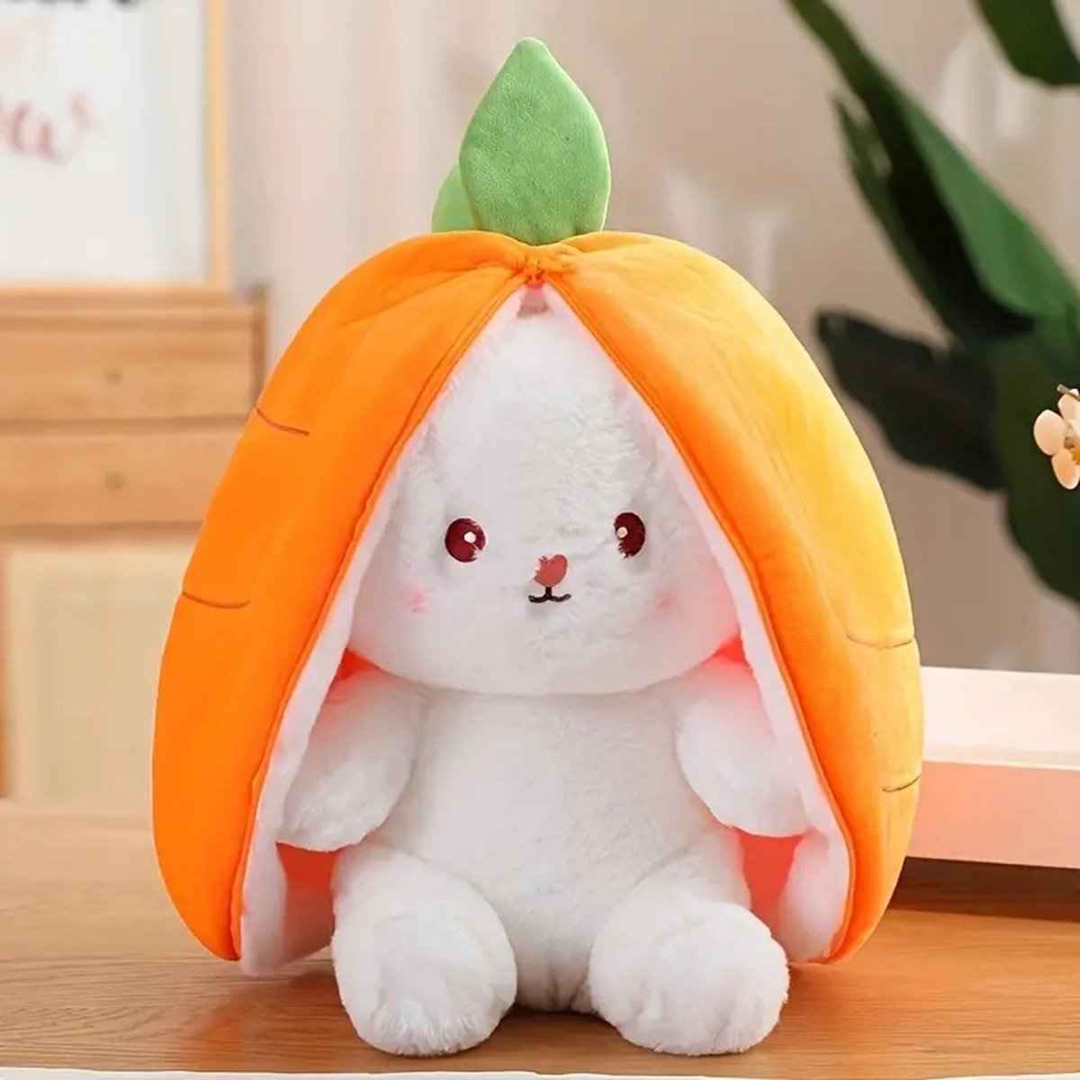 Reversible Strawberry Bunny Plush Toy Transforming Hide and Seek