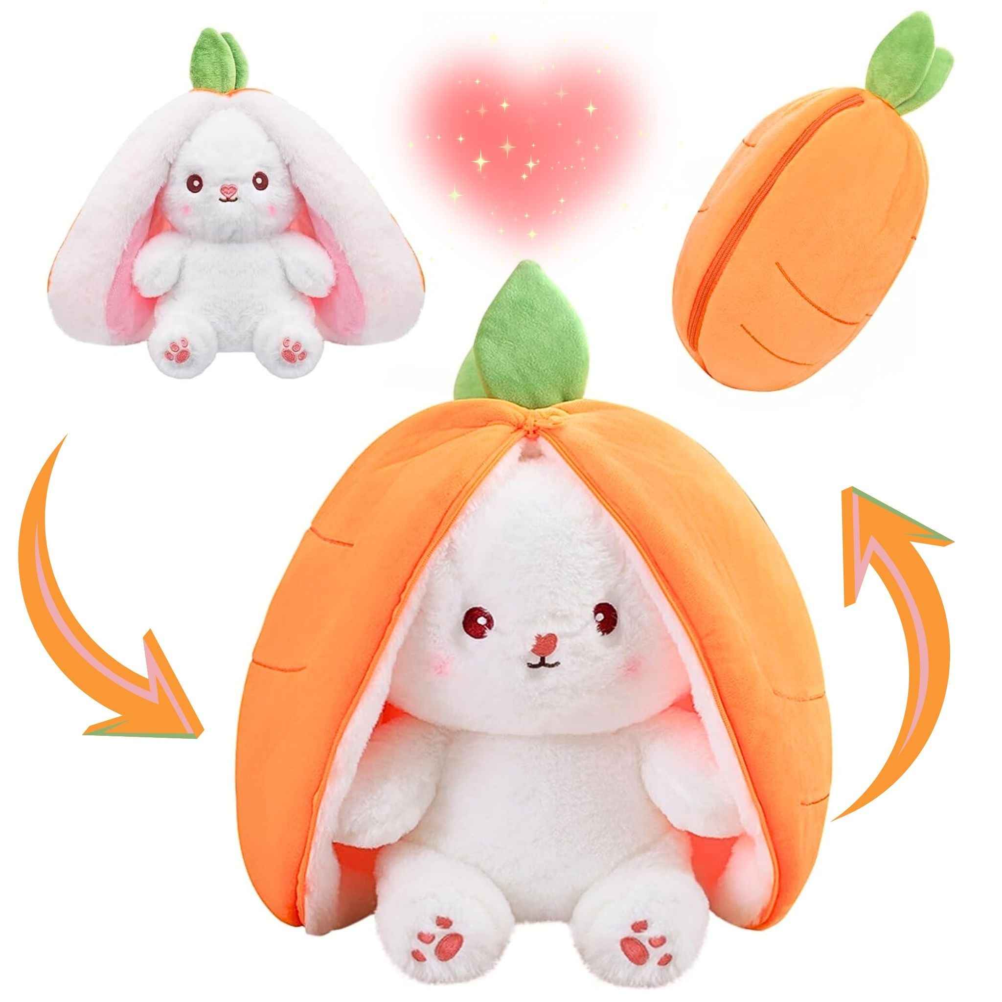 Reversible Strawberry Bunny Plush Toy Transforming Hide and Seek
