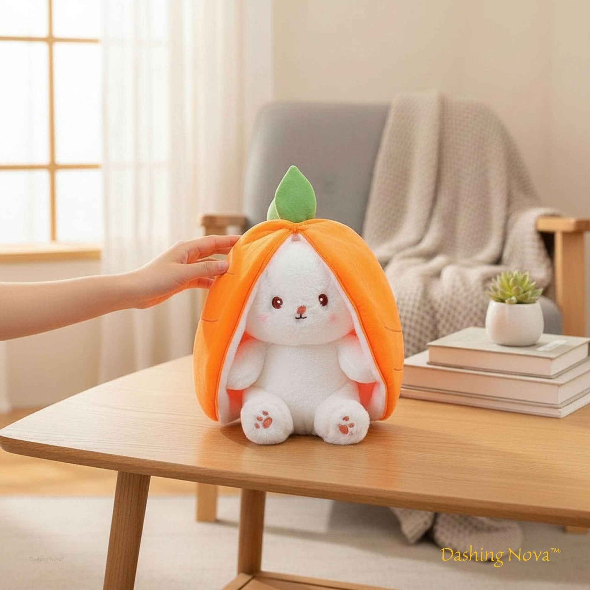 Reversible Strawberry Bunny Plush Toy Transforming Hide and Seek
