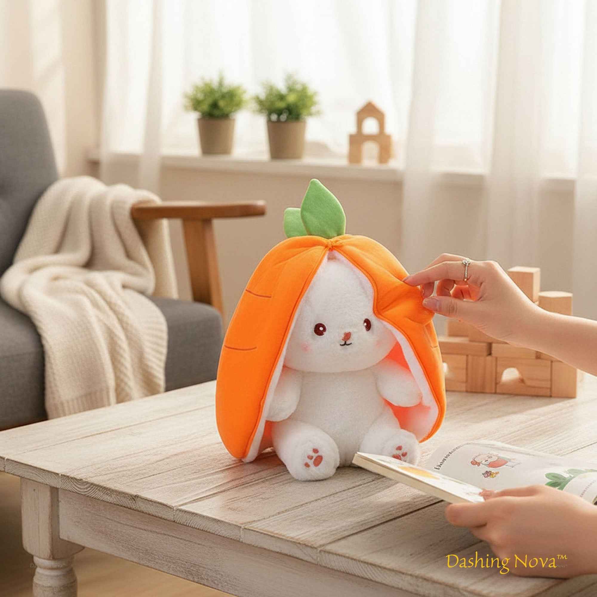 Reversible Strawberry Bunny Plush Toy Transforming Hide and Seek