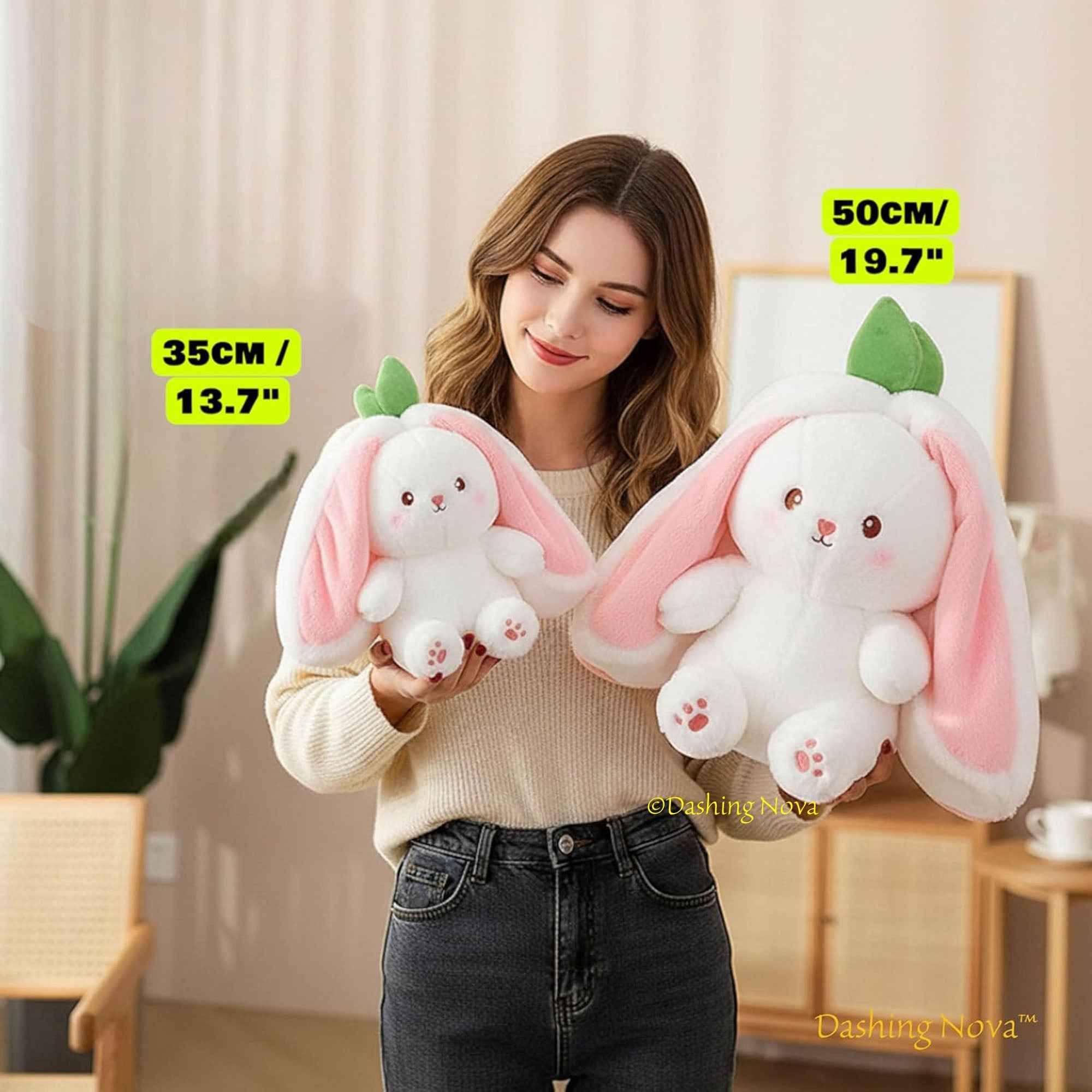 Reversible Strawberry Bunny Plush Toy Transforming Hide and Seek