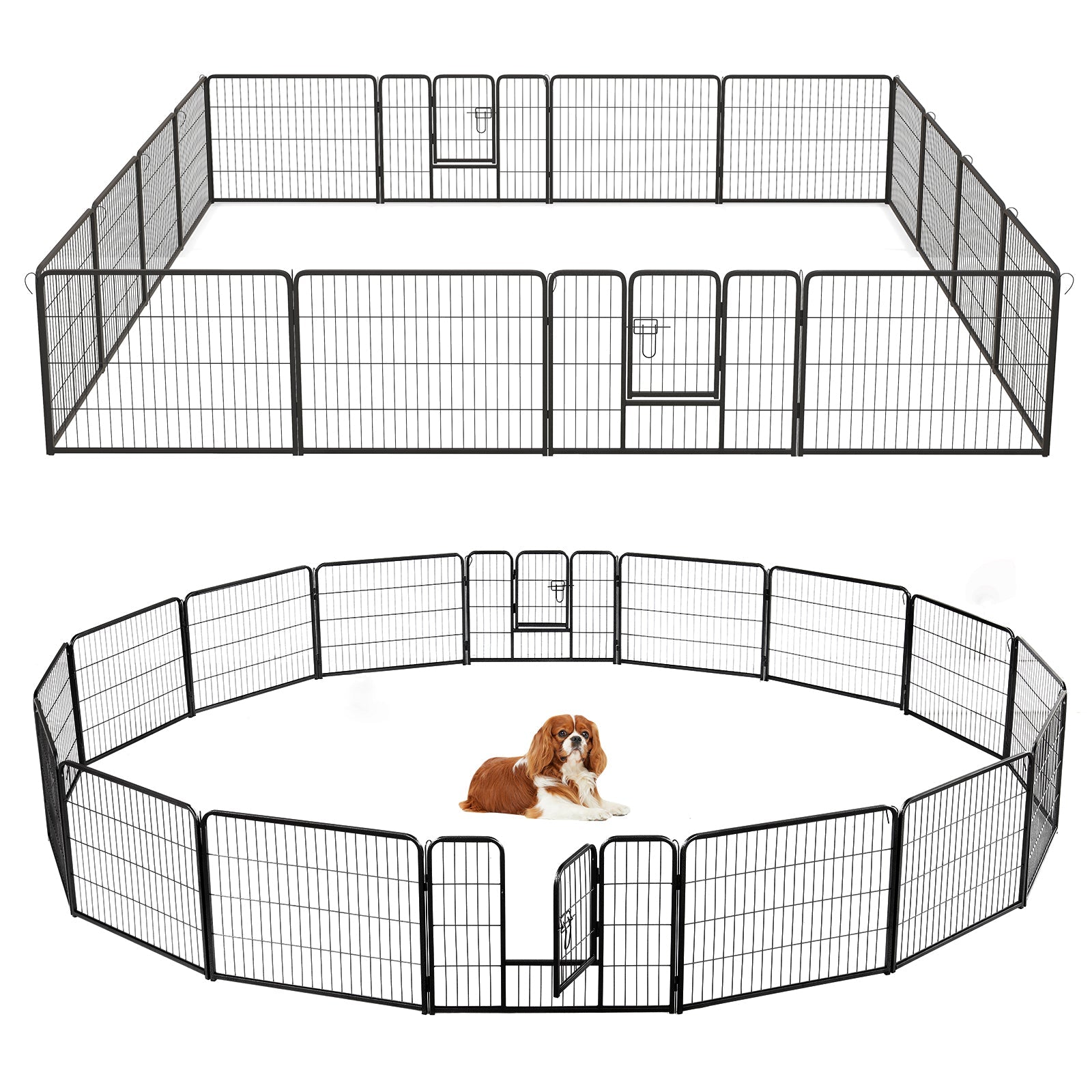 16 Panel 24/32/40 Inches Height Dog Playpen with Lock and Large Door