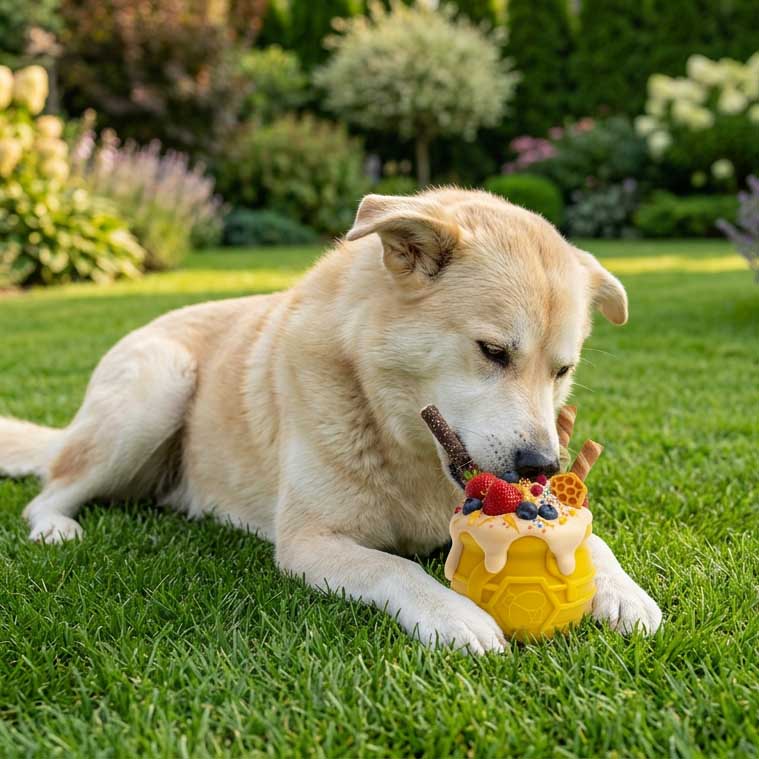 Honey Pot Dog Treat Dispenser Durable Rubber Enrichment Toy