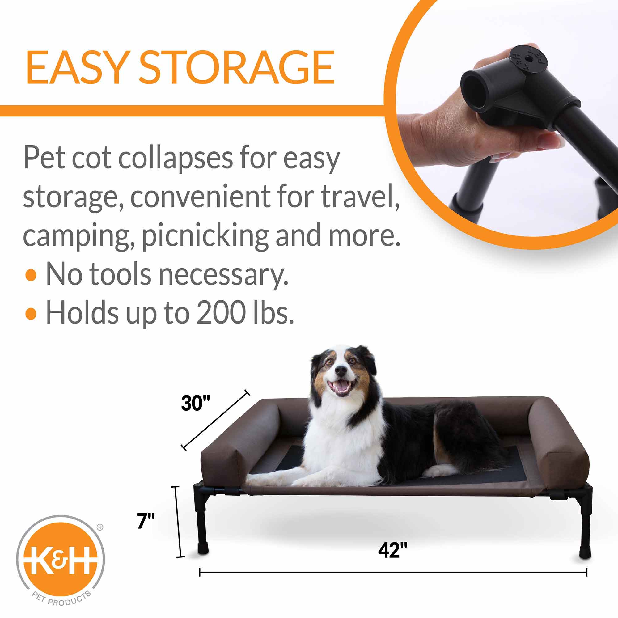 K&H Original Bolster Elevated Pet Cot Bed for Dogs Cats
