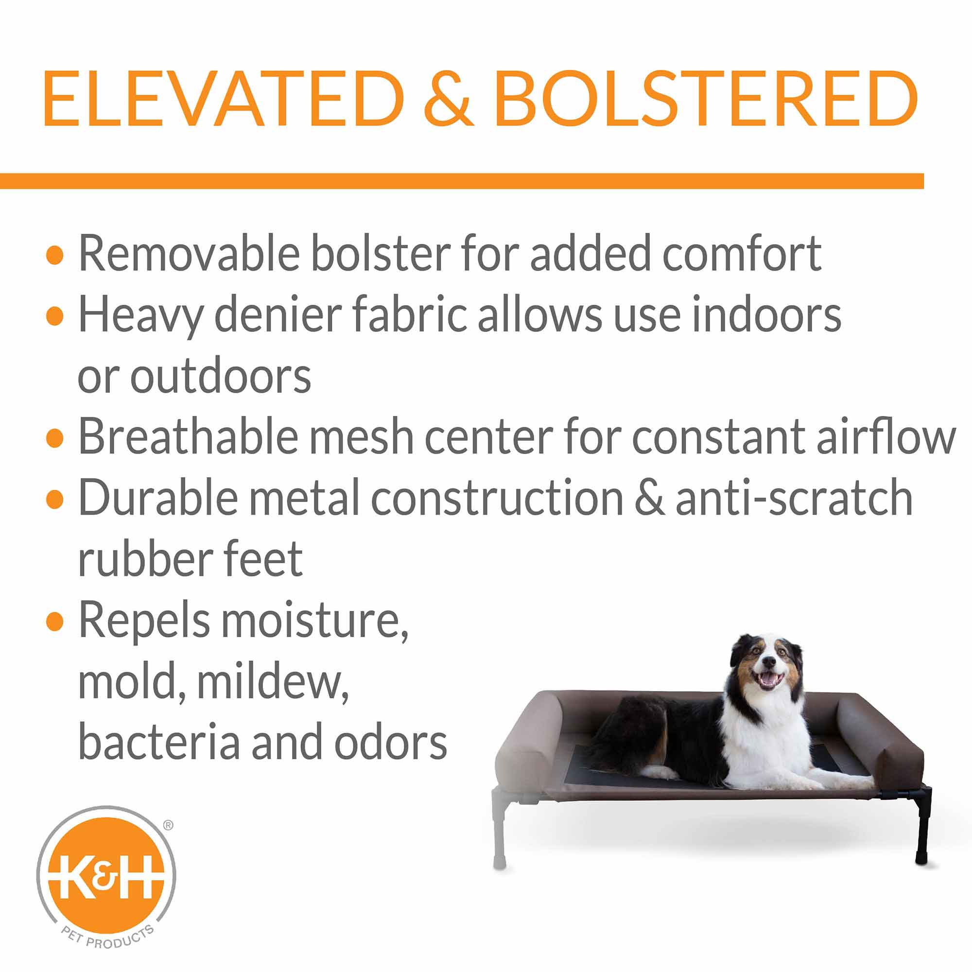 K&H Original Bolster Elevated Pet Cot Bed for Dogs Cats