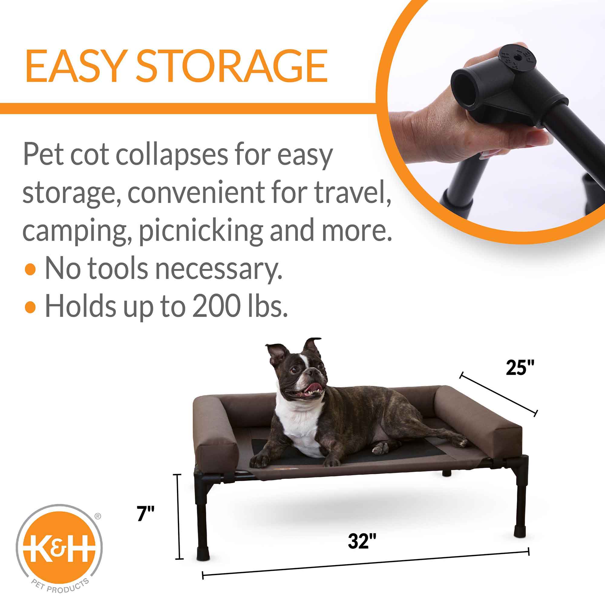 K&H Original Bolster Elevated Pet Cot Bed for Dogs Cats