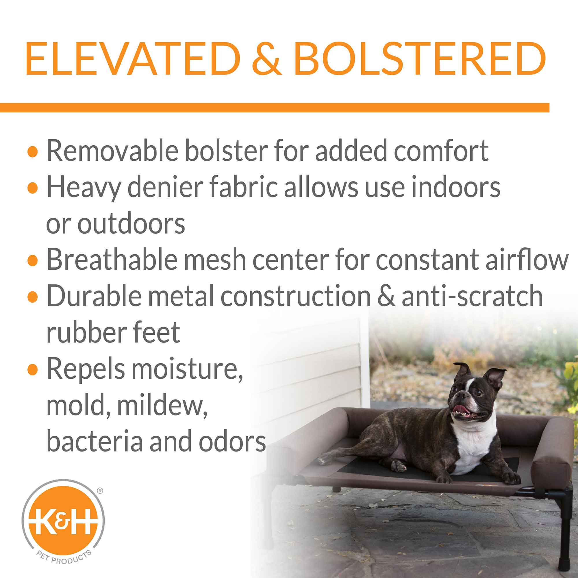 K&H Original Bolster Elevated Pet Cot Bed for Dogs Cats