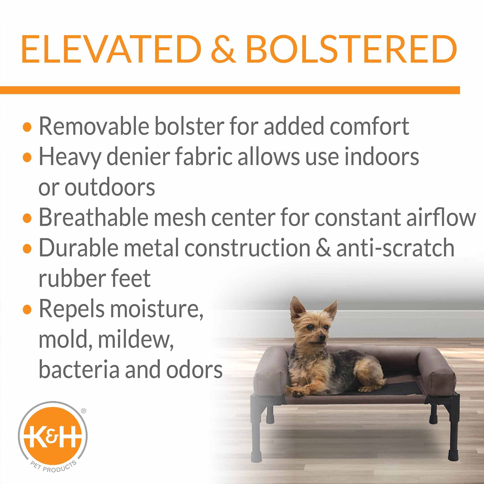K&H Original Bolster Elevated Pet Cot Bed for Dogs Cats