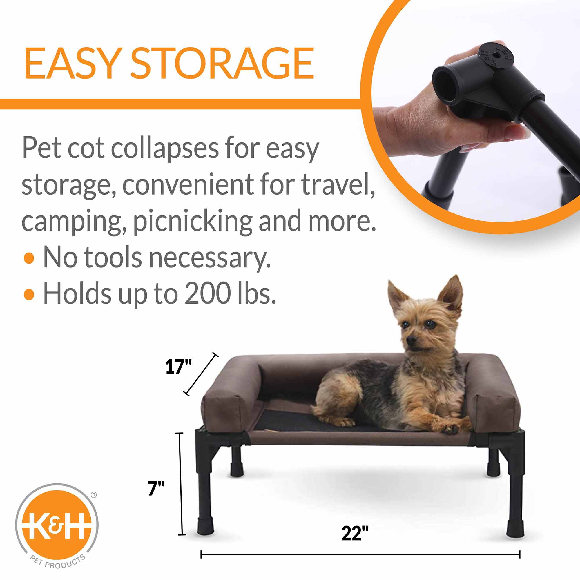 K&H Original Bolster Elevated Pet Cot Bed for Dogs Cats