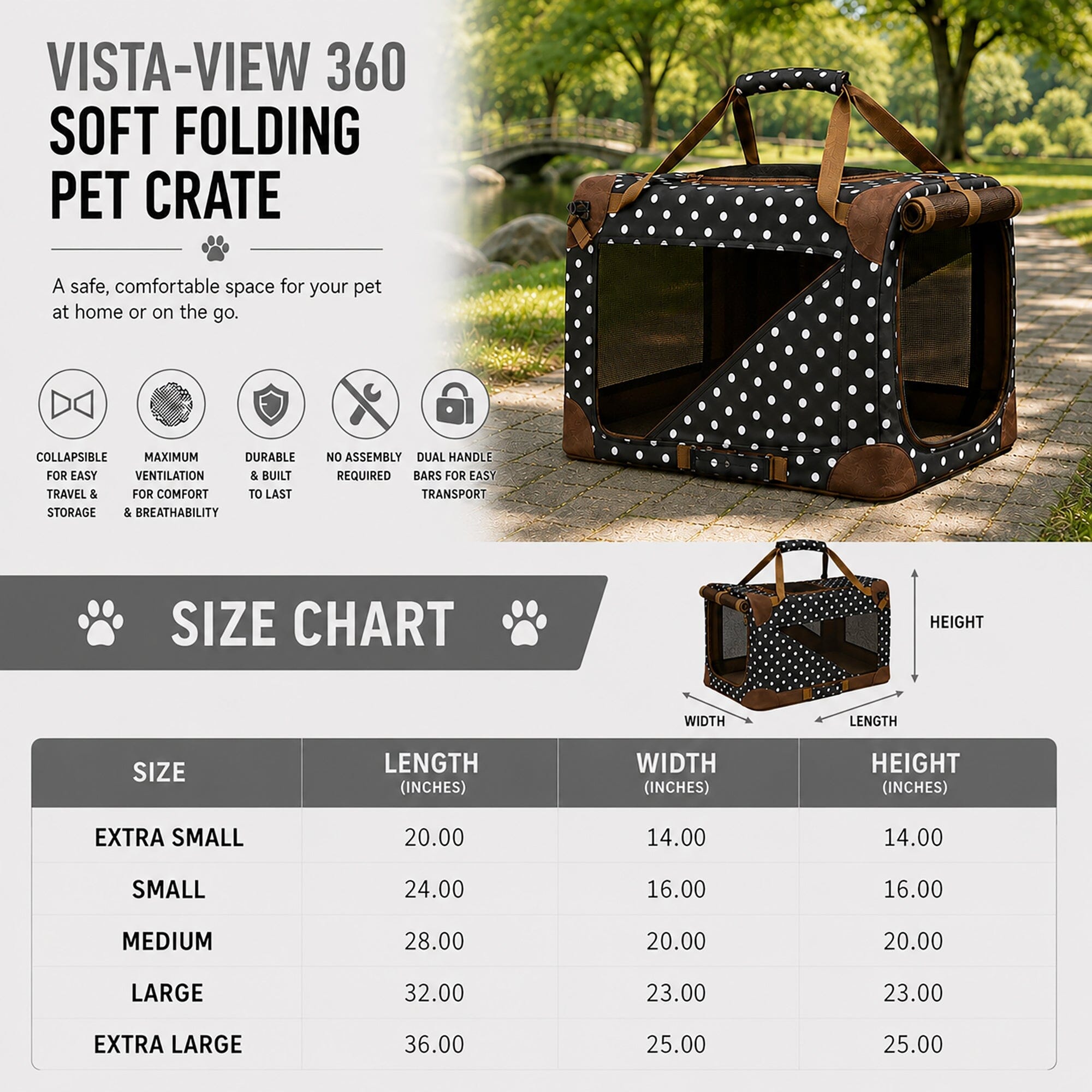 360° Vista View Folding Soft Metal Frame Pet Dog Carrier