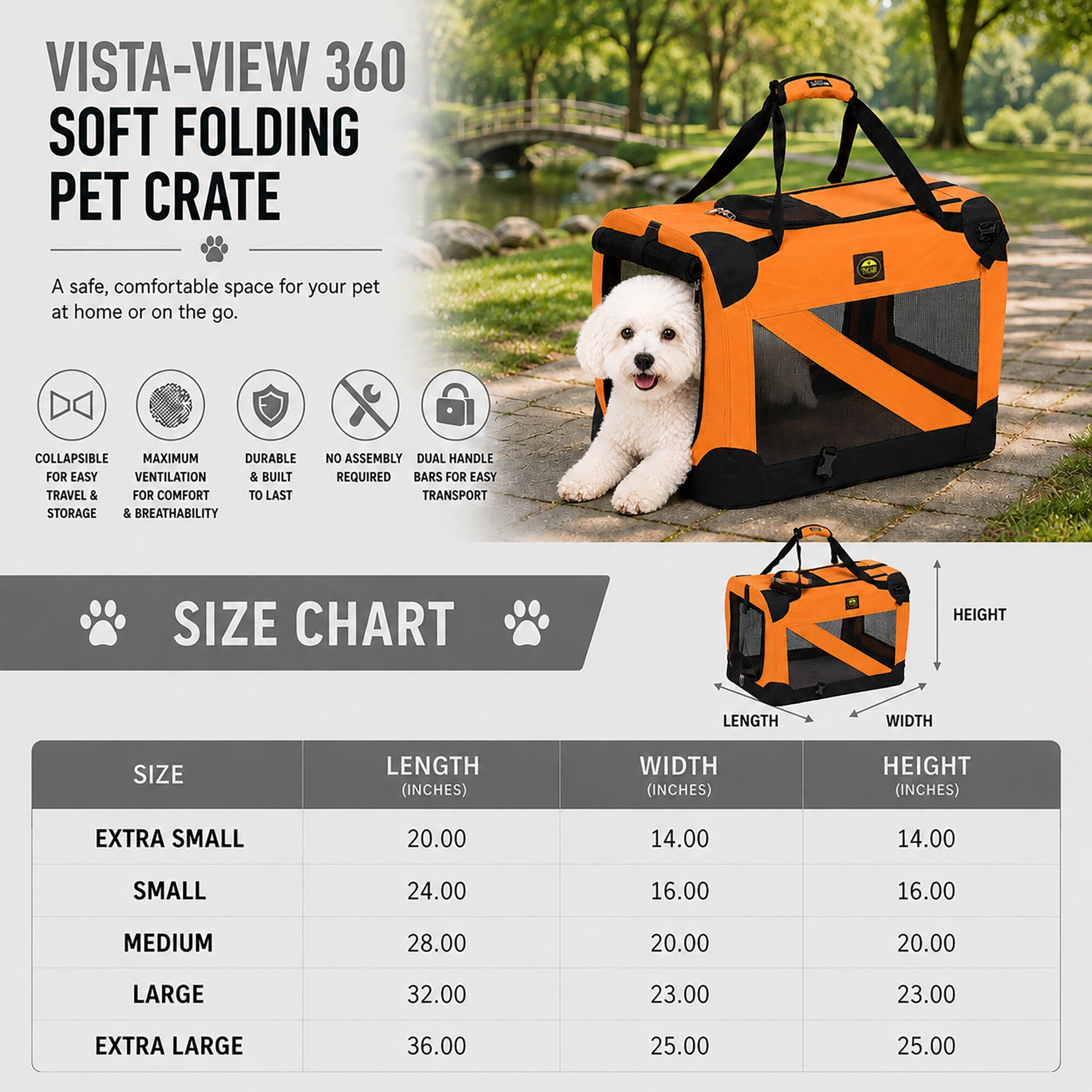 360° Vista View Folding Soft Metal Frame Pet Dog Carrier