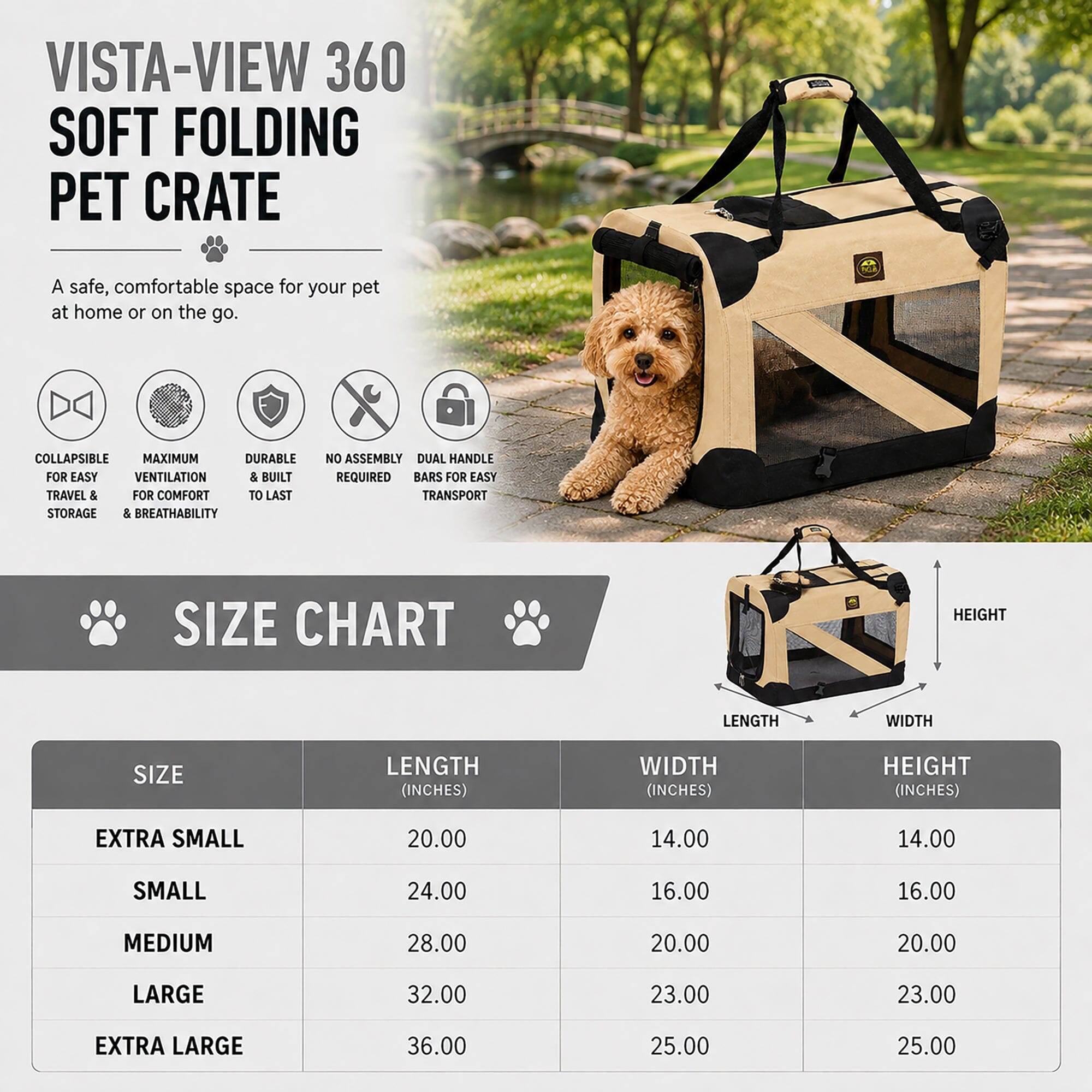 360° Vista View Folding Soft Metal Frame Pet Dog Carrier