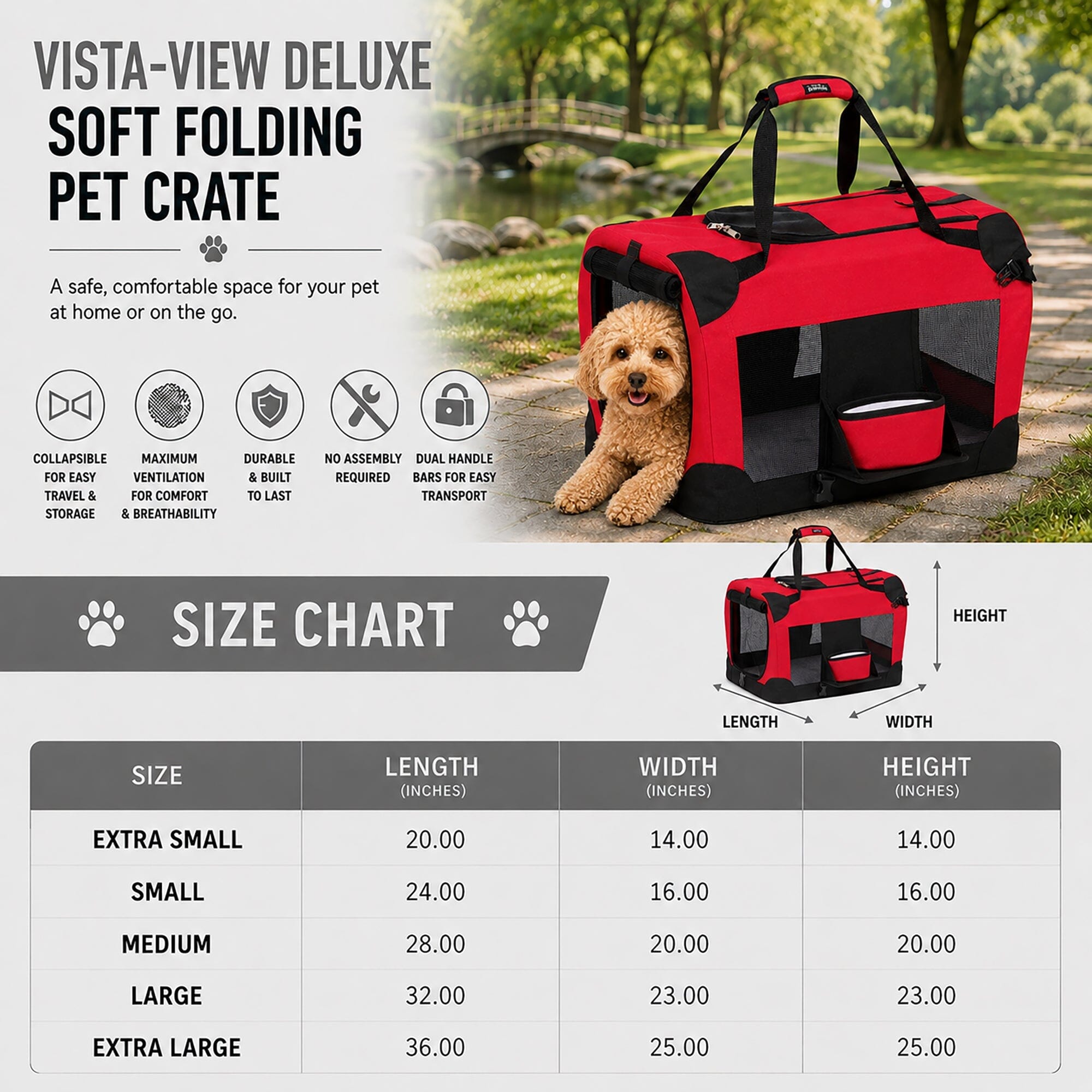 Deluxe 360° Vista View Folding Soft Pet Dog Crate Carrier