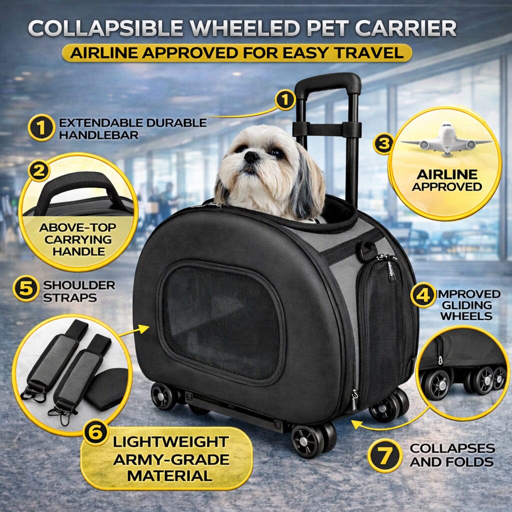 Final Destination Airline Approved 2-in-1 Wheeled Pet Carrier Crate